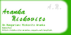 aranka miskovits business card